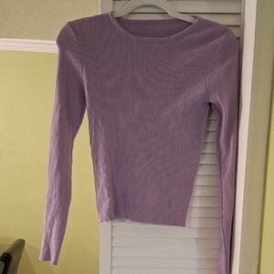 Purple Ribbed Long Sleeve Top